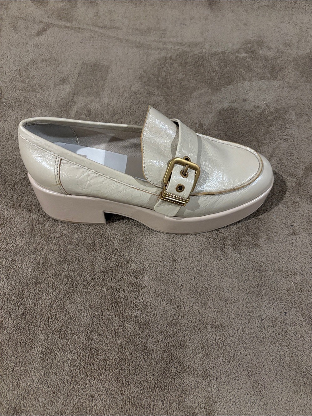 Women’s Cream Platform Loafer Heels - Picture 3 of 10
